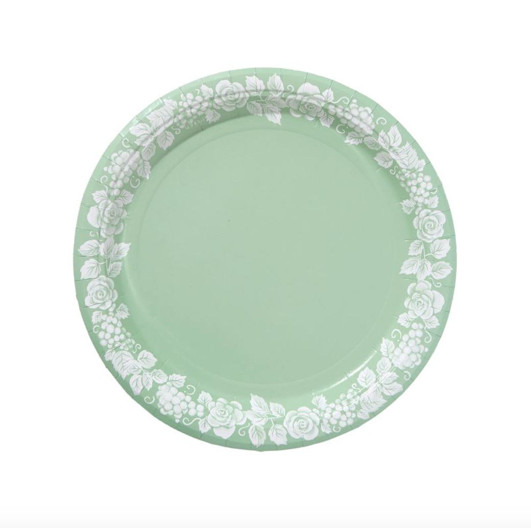 Grapevine Border Dinner Mint Jasperware Paper Plate  - 8 pack