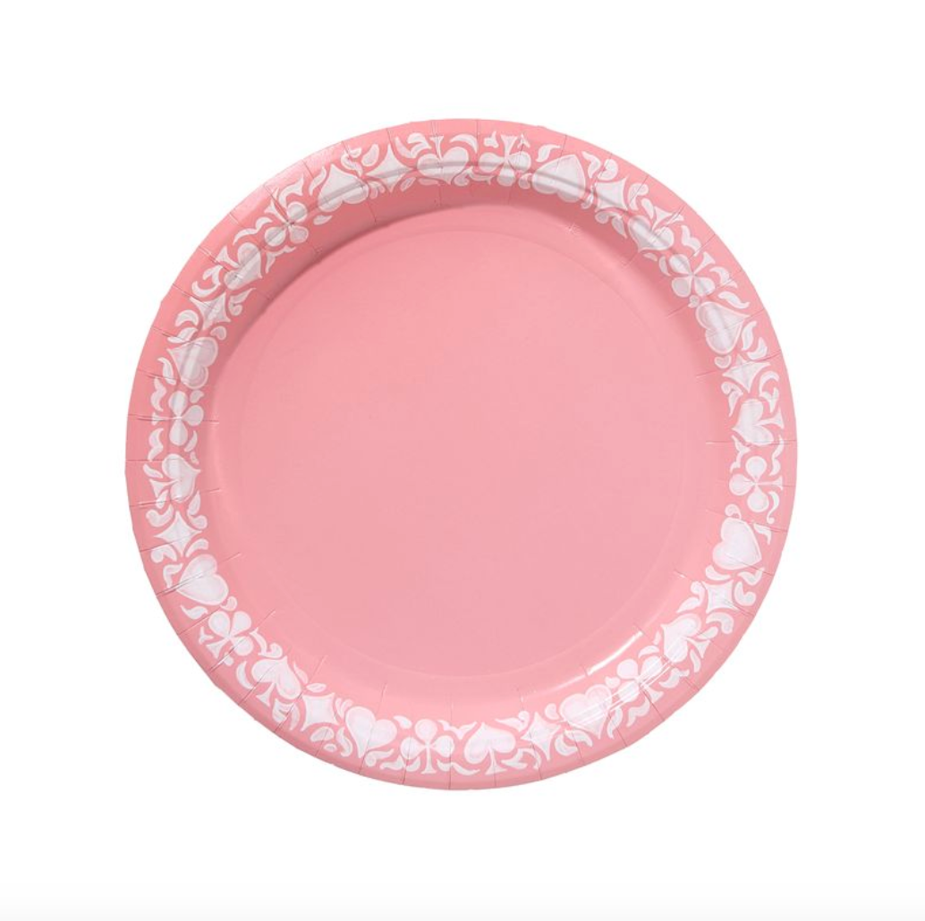 Queen of Hearts Dinner Rosy Pink Jasperware Paper Plate - 8 pack