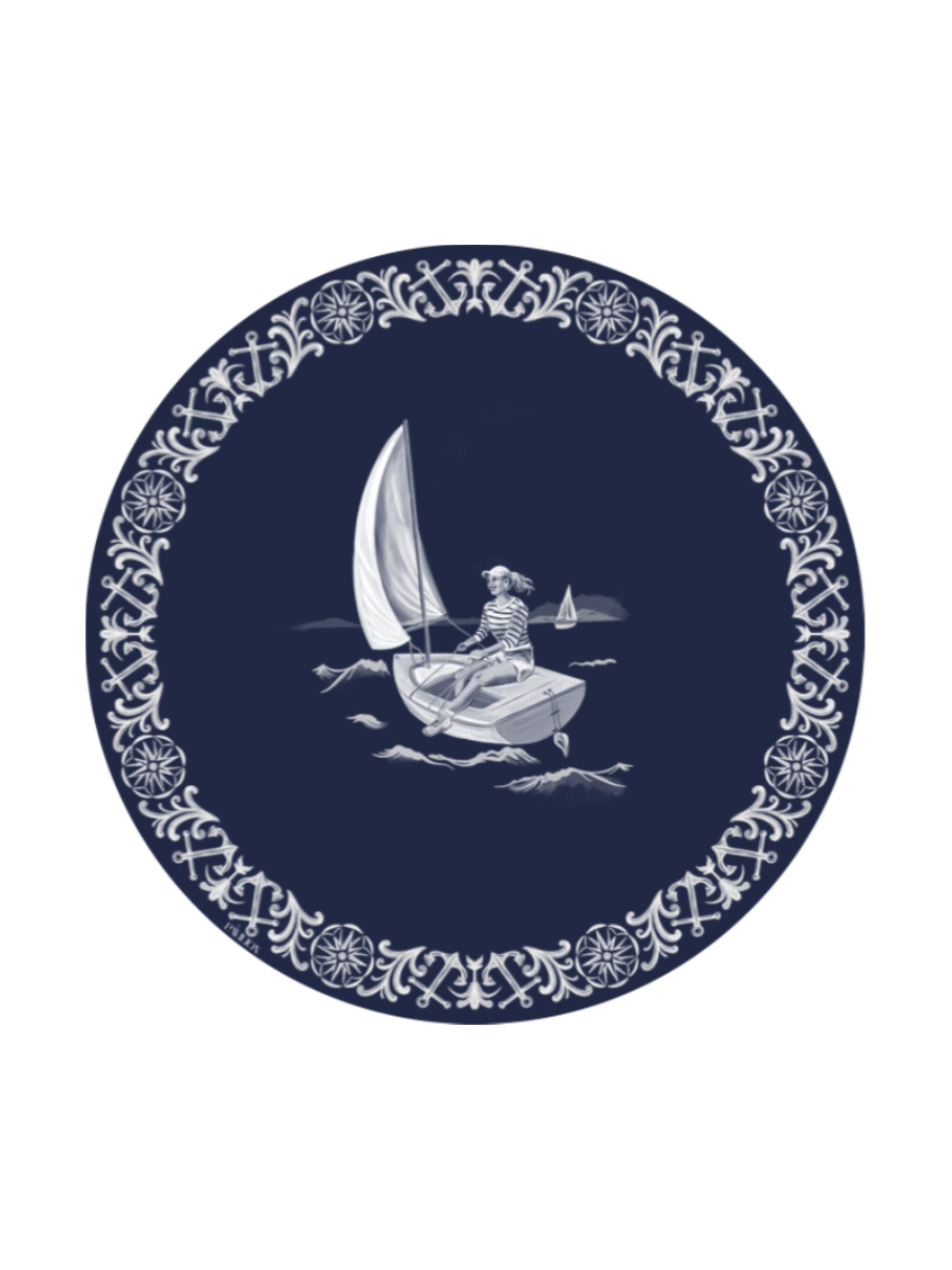 Navy Sailor Jasperware Dessert Paper Plate - 8 pack