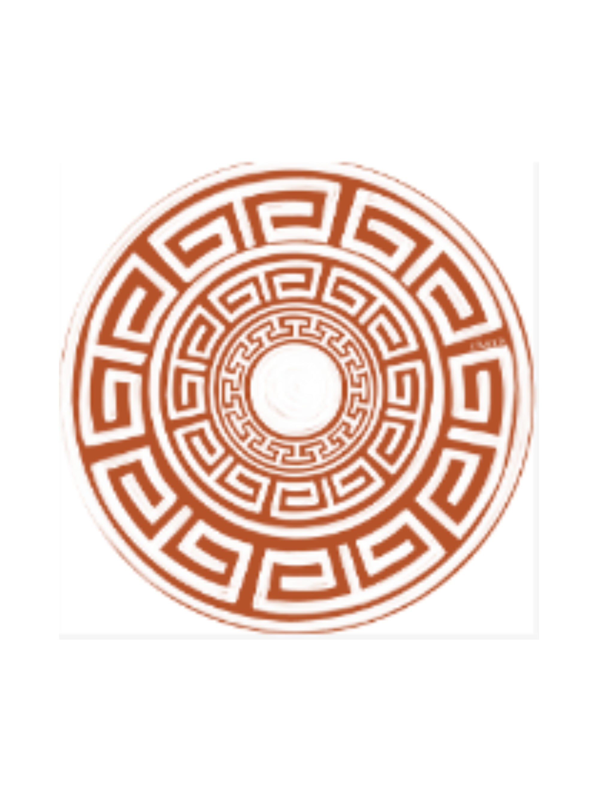 Rust and White Greek Key Dinner Paper Plates - 8 pack